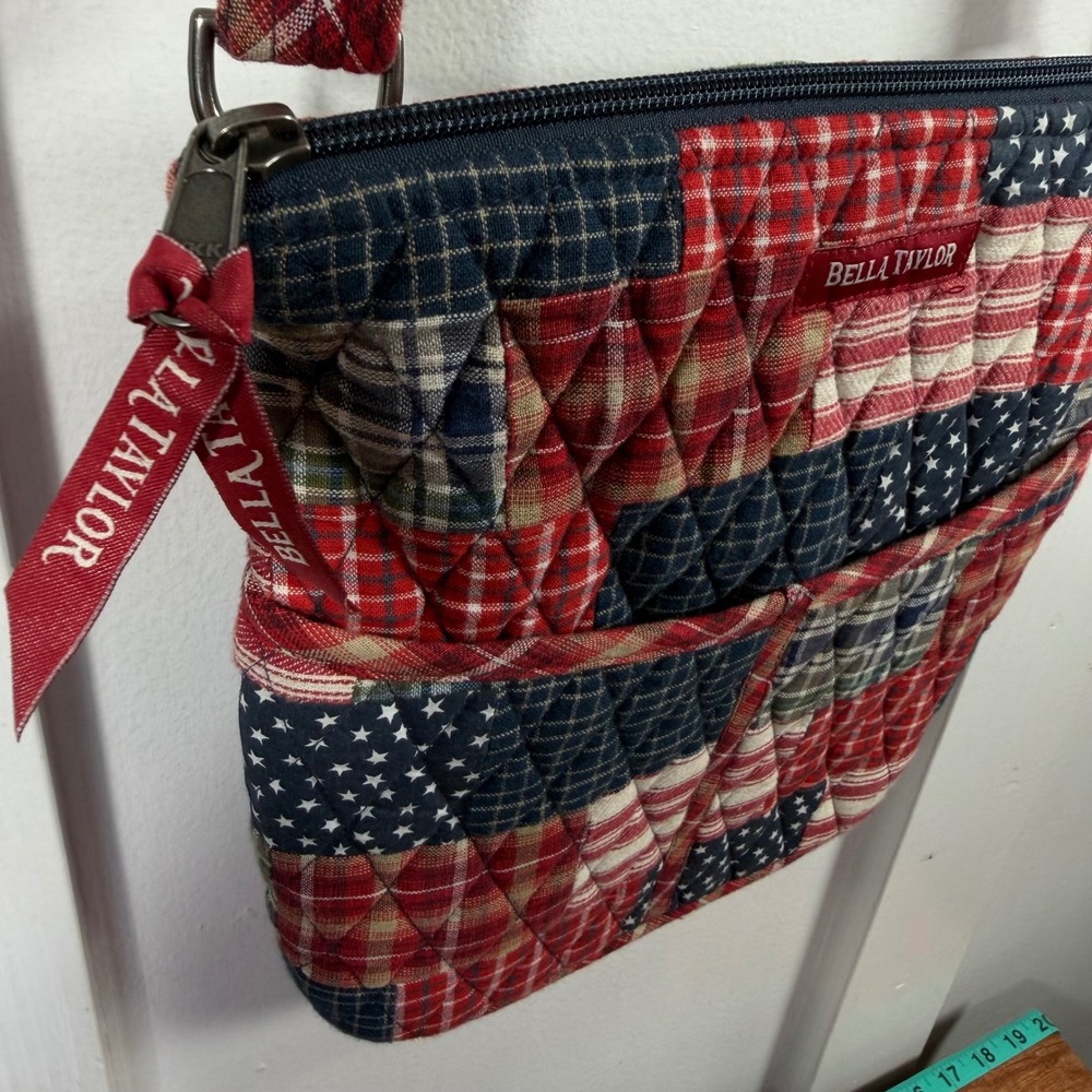 Bella Taylor Quilted Patchwork Crossbody Bag Americana Red/WhiteBlue Stars Plaid - Picture 4 of 15